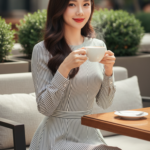 Chân dung nữ sinh trẻ trung và thanh lịch tại quán cafe sang trọng