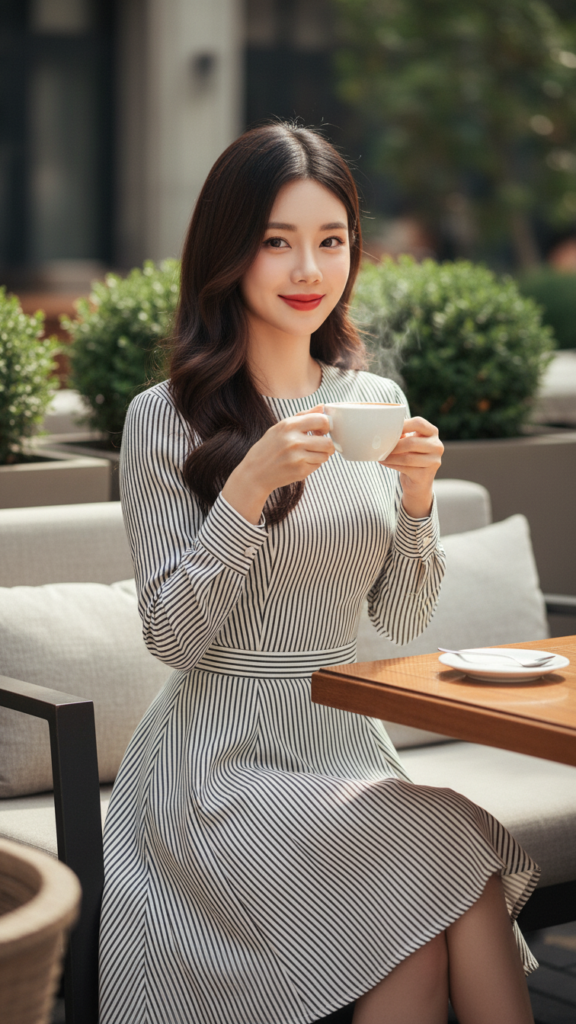 Chân dung nữ sinh trẻ trung và thanh lịch tại quán cafe sang trọng