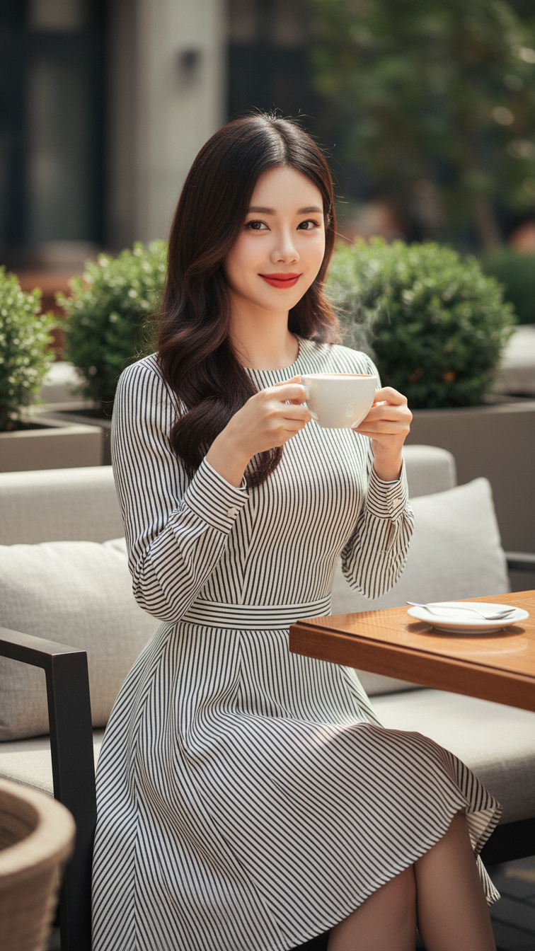 Chân dung nữ sinh trẻ trung và thanh lịch tại quán cafe sang trọng