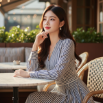 Chân dung người mẫu trẻ đẹp trong không gian cafe sang trọng và phong cách thời trang hiện đại