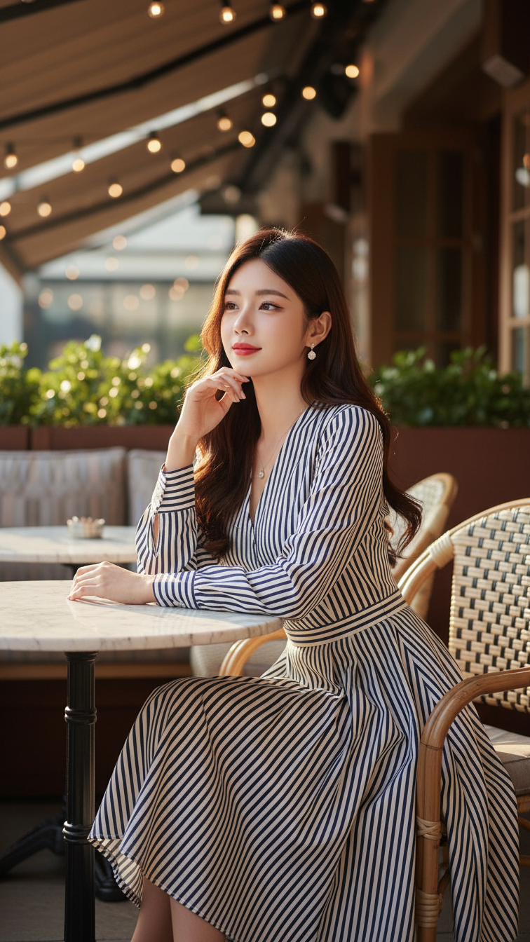 Chân dung người mẫu trẻ đẹp trong không gian cafe sang trọng và phong cách thời trang hiện đại