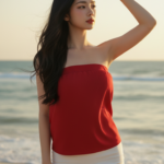 Chân dung người phụ nữ trẻ bên biển đầy sức sống và phong cách thời trang cuốn hút