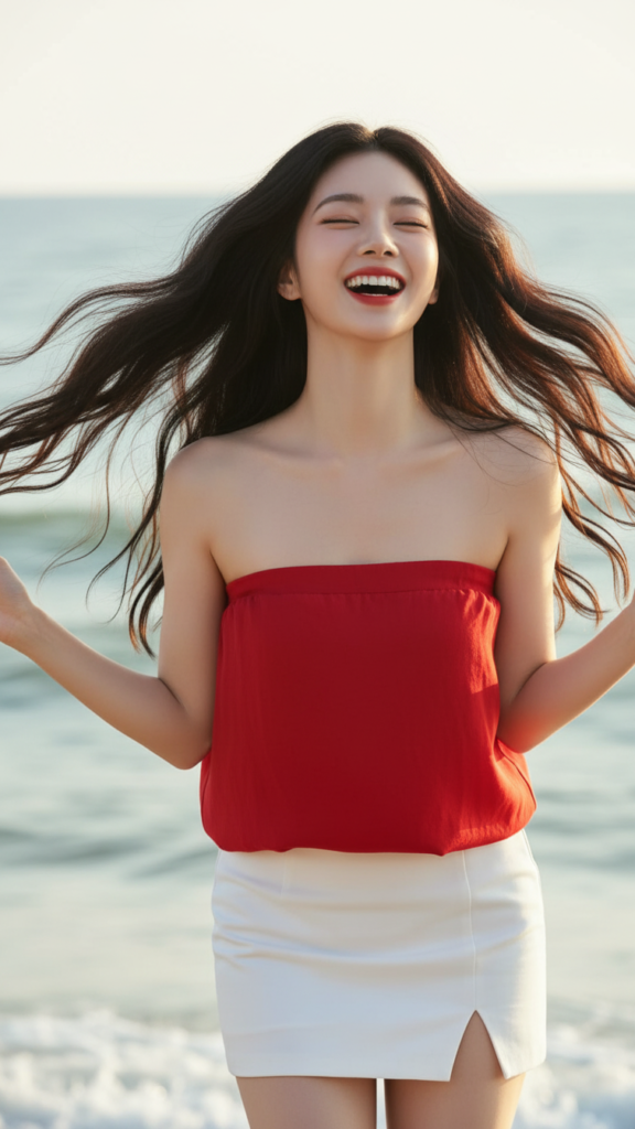 Chân dung cô gái trẻ tỏa sáng bên bờ biển với vẻ đẹp tự nhiên và phong cách năng động