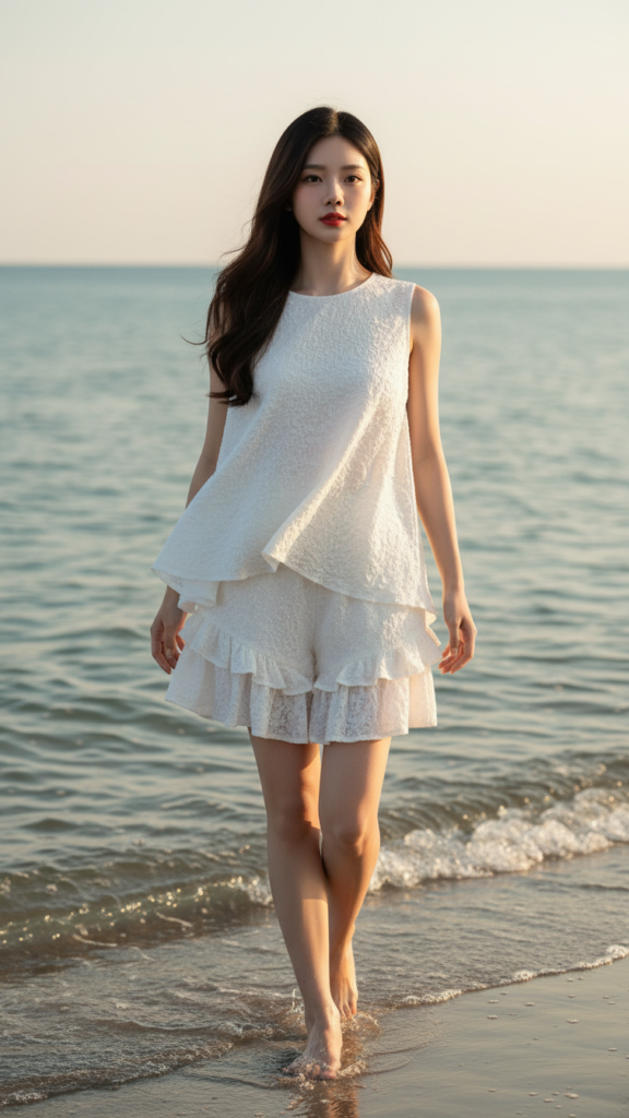 Chân dung cô gái trẻ bên bờ biển với phong cách tự nhiên và đầy cuốn hút