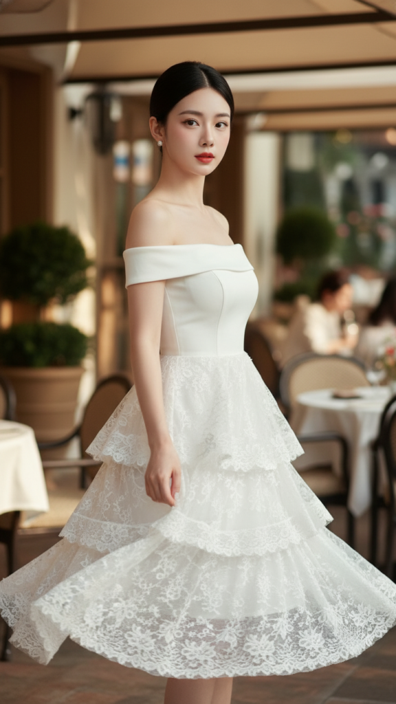 Chân dung nữ thanh lịch giữa khung cảnh cà phê sang trọng và ánh sáng tự nhiên