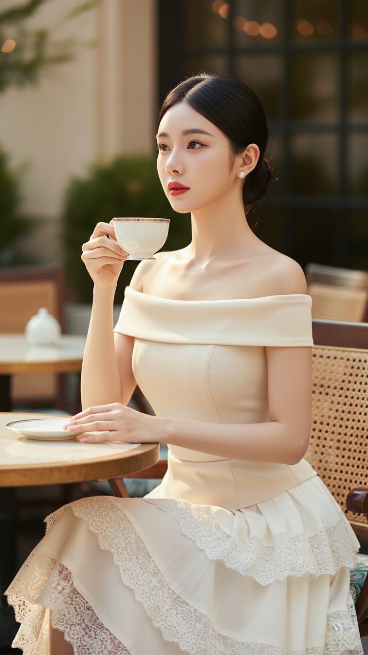 Chân dung thực tế của cô gái trẻ tự tin tại quán cafe sang trọng