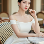 Chân dung quyến rũ của cô gái trẻ thanh lịch tại quán cà phê sang trọng