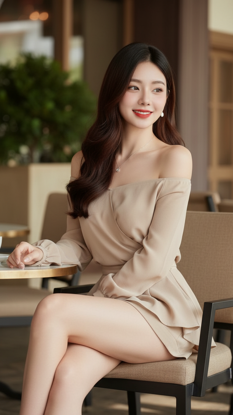 Nét đẹp tự nhiên của cô gái trẻ trong không gian quán café sang trọng