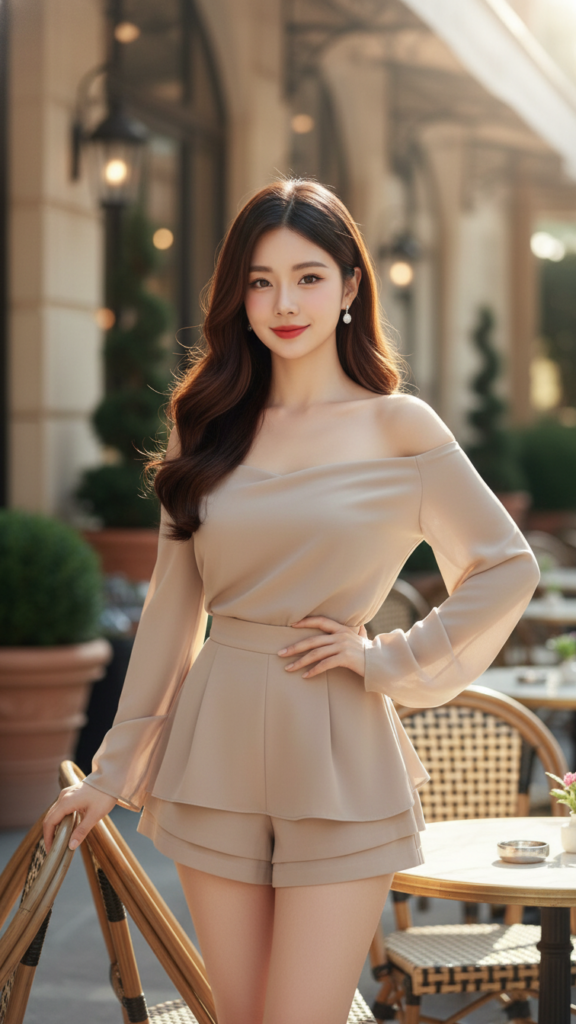 Chân dung thanh lịch của cô gái trẻ trong không gian quán cafe sang trọng