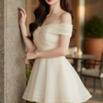 Chân dung nữ sinh tự tin trong không gian café sang trọng vào giờ vàng ánh sáng