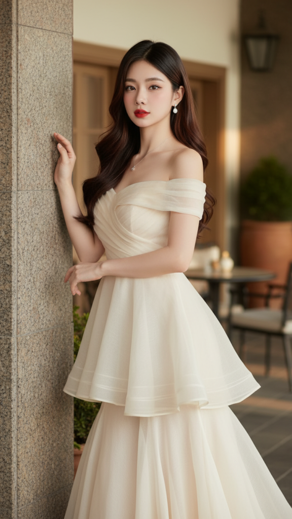 Chân dung nữ sinh tự tin trong không gian café sang trọng vào giờ vàng ánh sáng