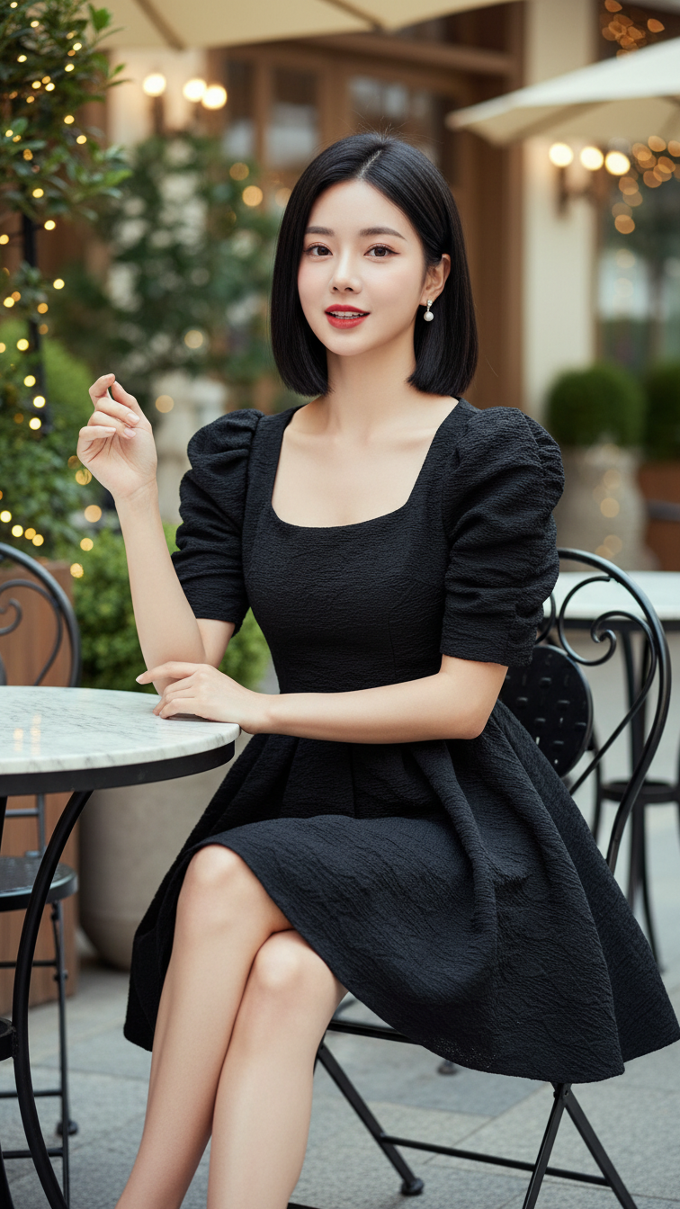 Chân dung thanh lịch của cô gái trẻ giữa không gian quán cà phê sang trọng