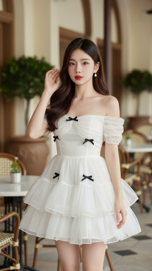 Chân dung cô gái trẻ thanh lịch và tự tin trong không gian quán cafe sang trọng