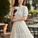 Vẽ chân dung người phụ nữ trẻ tinh tế và quyến rũ giữa không gian quán cafe sang trọng