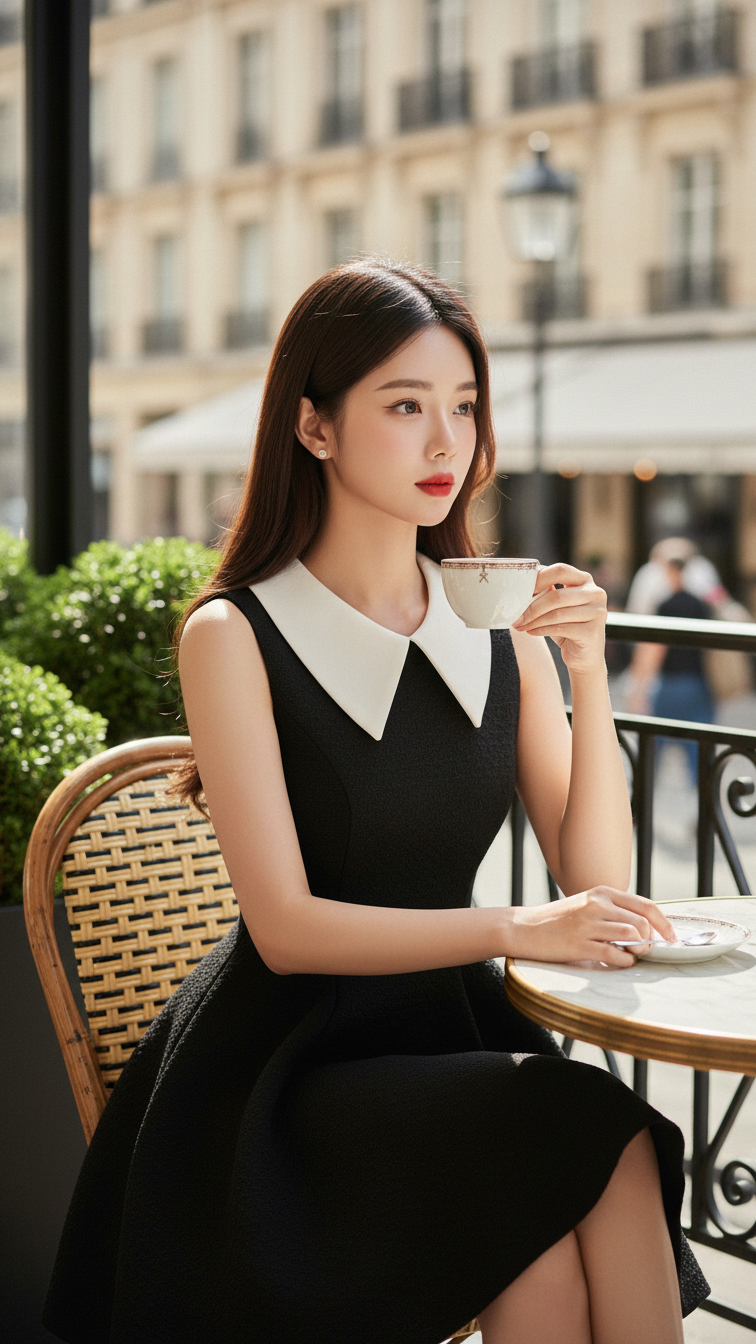 Chân dung thanh lịch của cô gái trẻ giữa không gian quán cafe sang trọng