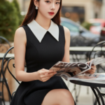 Chân dung thanh lịch của cô gái trẻ tại quán cafe sang trọng