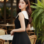Chân dung thanh lịch của cô gái trẻ trong không gian quán cà phê sang trọng