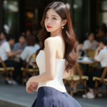 Chân dung thanh lịch của cô gái trẻ giữa không gian cafe sang trọng