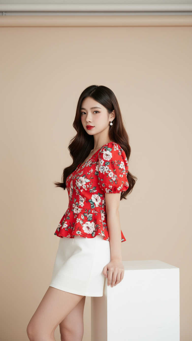 Chân dung cô gái trẻ phong cách tự nhiên trong không gian studio hiện đại