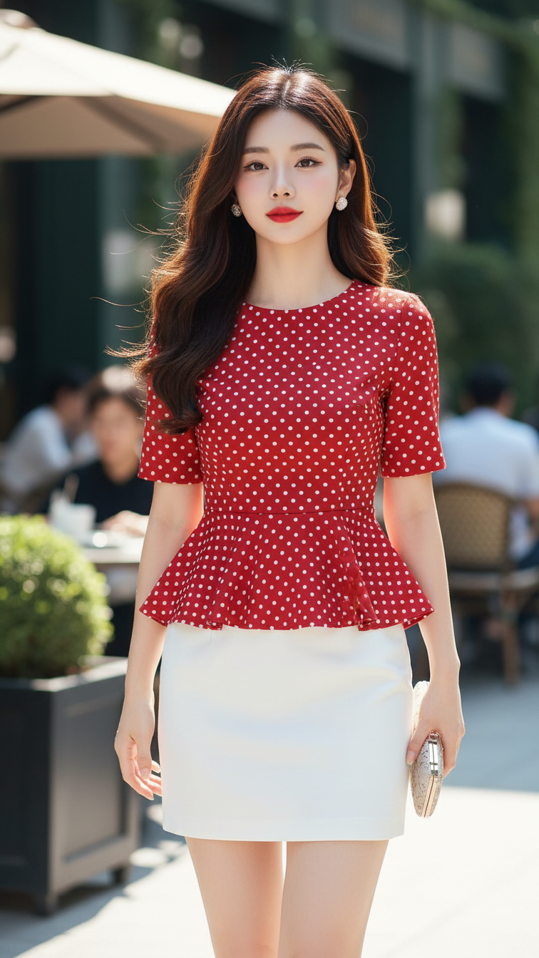 Chân dung trẻ trung và thanh lịch của cô gái Á Đông tại quán cà phê sang trọng