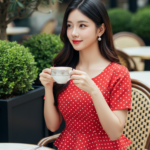 Chân dung nữ sinh thanh lịch giữa khung cảnh quán cà phê sang trọng