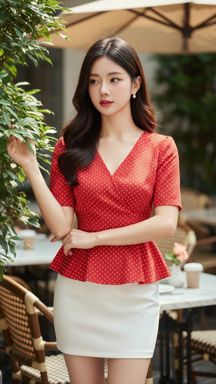 Chân dung thanh lịch của cô gái trẻ tại quán café sang trọng