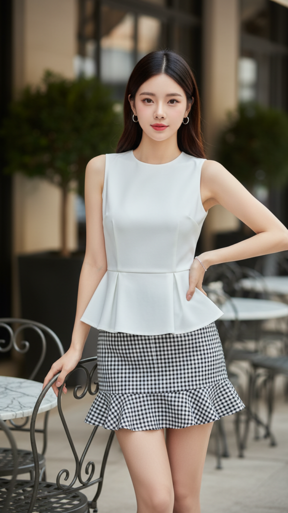 Tạo chân dung thực tế của cô gái trẻ tự tin và thanh lịch trong không gian sang trọng