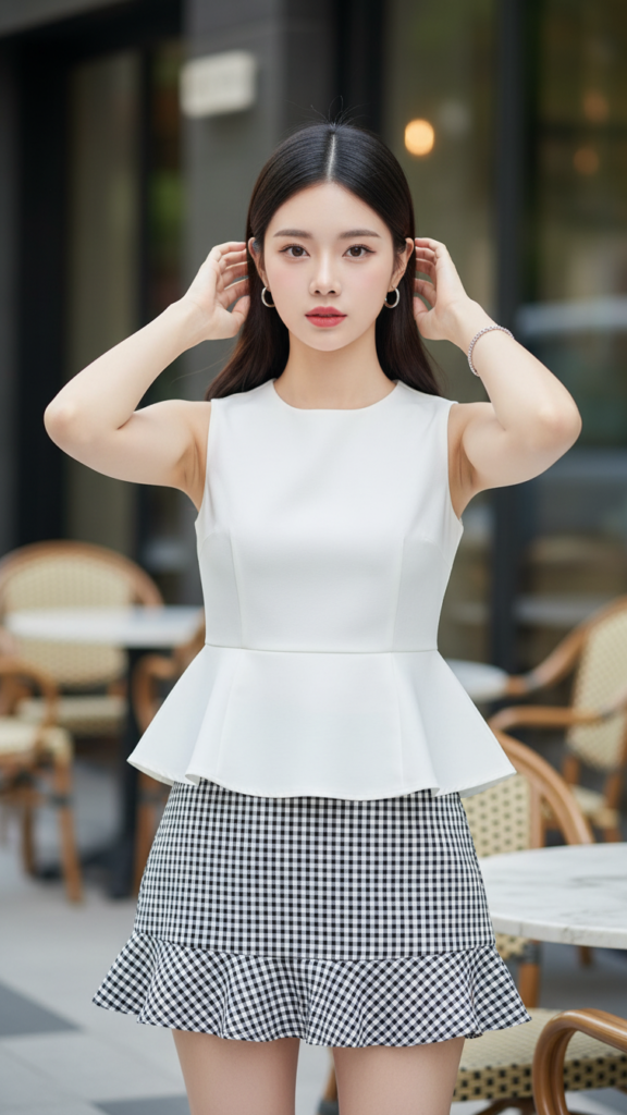 Chân dung thanh lịch của cô gái trẻ tại quán cà phê sang trọng