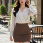 Chân dung thanh lịch của cô gái trẻ tự tin giữa không gian quán cà phê sang trọng