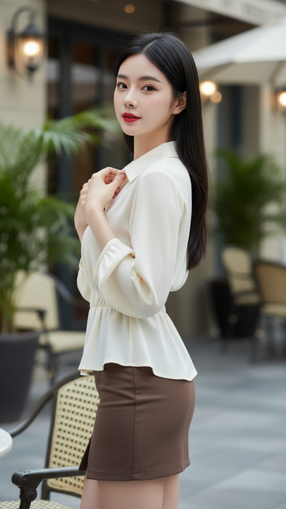 Chân dung thanh lịch của cô gái trẻ trong không gian sang trọng ngoài trời