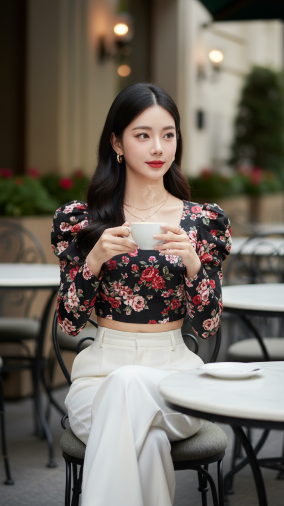 Chân dung thanh lịch của cô gái trẻ giữa không gian quán cafe sang trọng