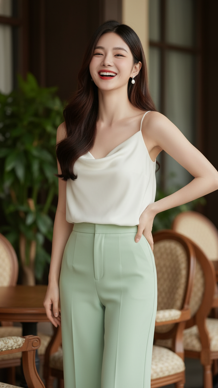 Chân dung thanh lịch của cô gái trẻ giữa không gian quán café sang trọng