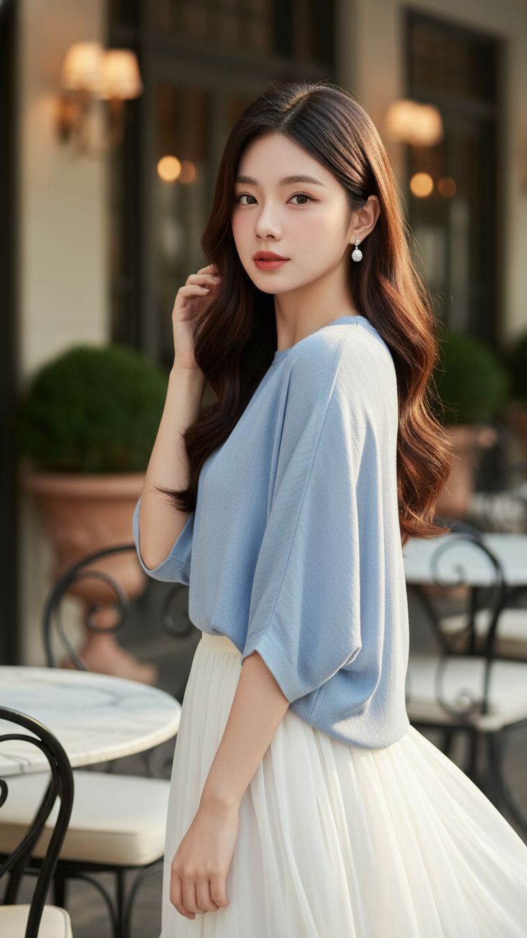 Chân dung thực tế của cô gái trẻ thanh lịch tại quán cafe sang trọng