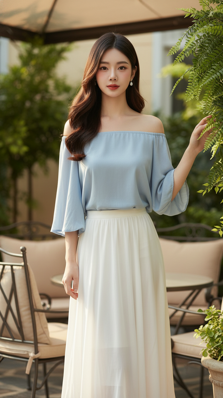 Vẽ chân dung cô gái trẻ trang nhã trong không gian quán cà phê sang trọng