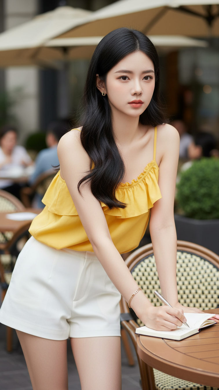 Chân dung đầy ấn tượng của cô gái châu Á phong cách thanh lịch trong quán cafe sang trọng