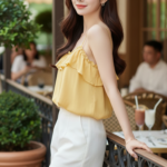 Chân dung cô gái châu Á đầy phong cách tại quán cafe sang trọng