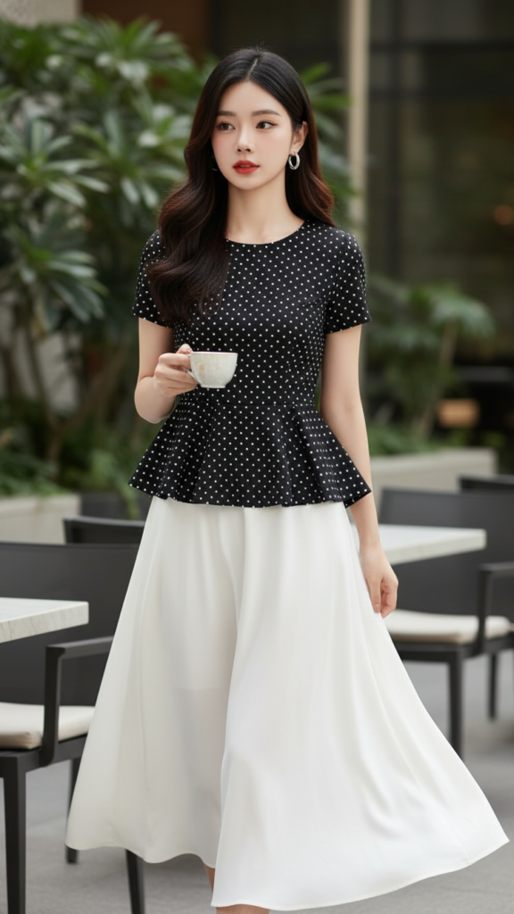 Chân dung một cô gái trẻ thanh lịch giữa không gian quán cà phê sang trọng