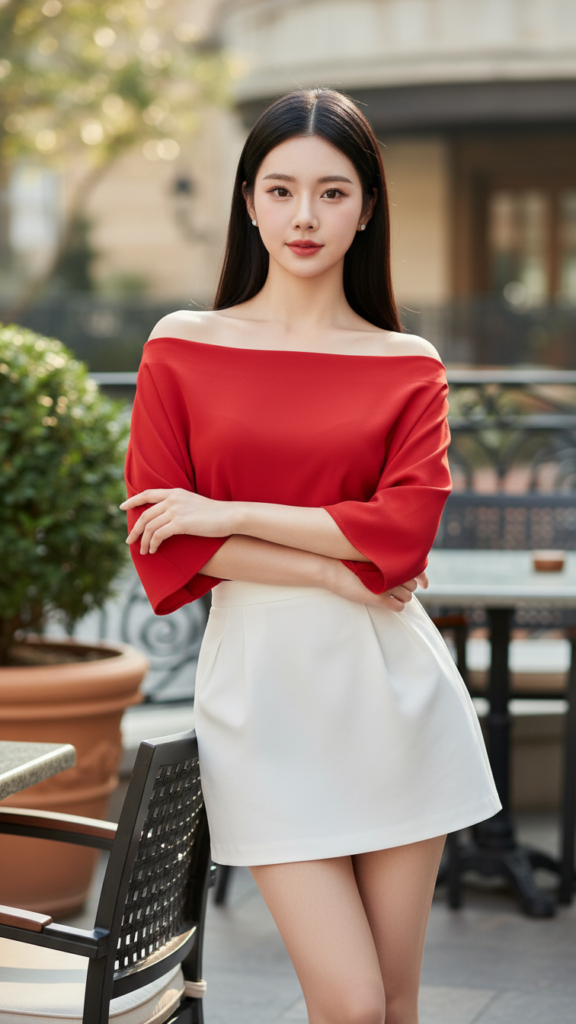 Chân dung nữ sinh tự tin với phong cách hiện đại tại quán cà phê sang trọng