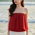 Chân dung cô gái trẻ bên bờ biển với phong cách nữ tính và tự nhiên