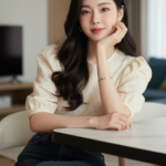 Chân dung trẻ trung và tự tin của cô gái châu Á trong không gian ấm cúng