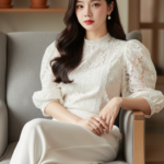 Chân dung cô gái trẻ thanh lịch với phong cách thời trang tinh tế và tự nhiên