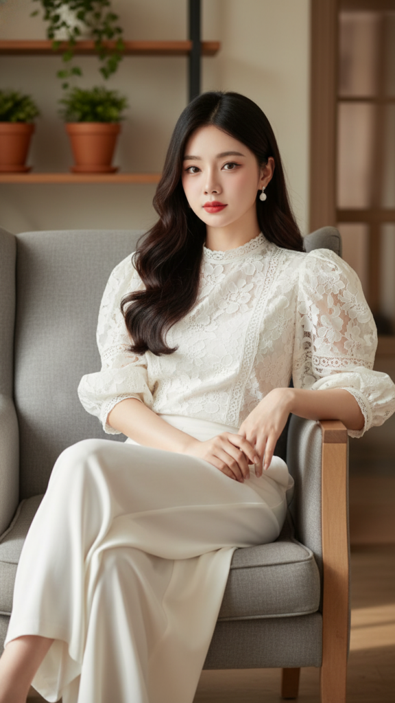 Chân dung cô gái trẻ thanh lịch với phong cách thời trang tinh tế và tự nhiên