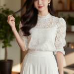 Chân dung trẻ trung và thanh lịch của cô gái châu Á trong không gian ấm cúng