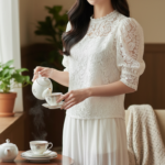 Chân dung cô gái trẻ thanh lịch trong không gian ấm cúng tại homestay