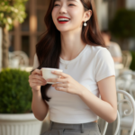 Chân dung cô gái trẻ với phong cách hiện đại tại quán cafe sang trọng