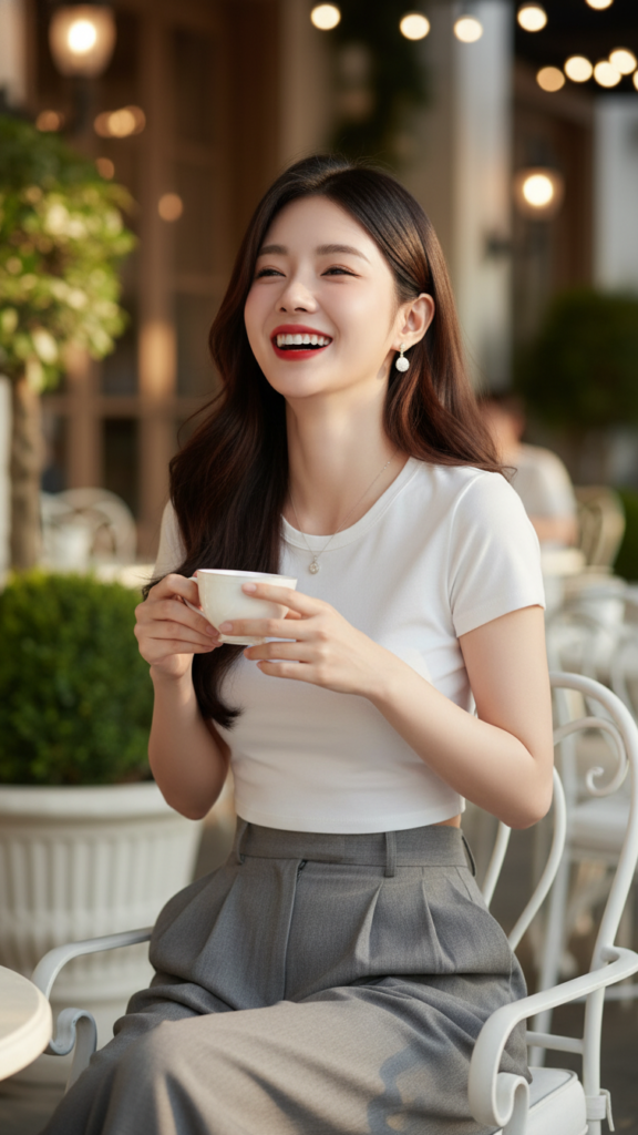 Chân dung cô gái trẻ với phong cách hiện đại tại quán cafe sang trọng