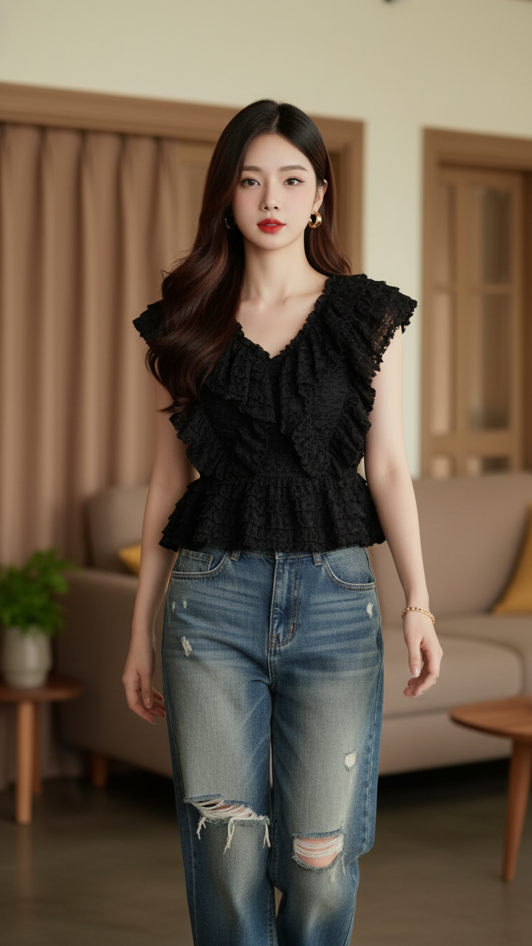 Chân dung thanh lịch và tự tin của cô gái trẻ trong không gian ấm áp tại Homestay