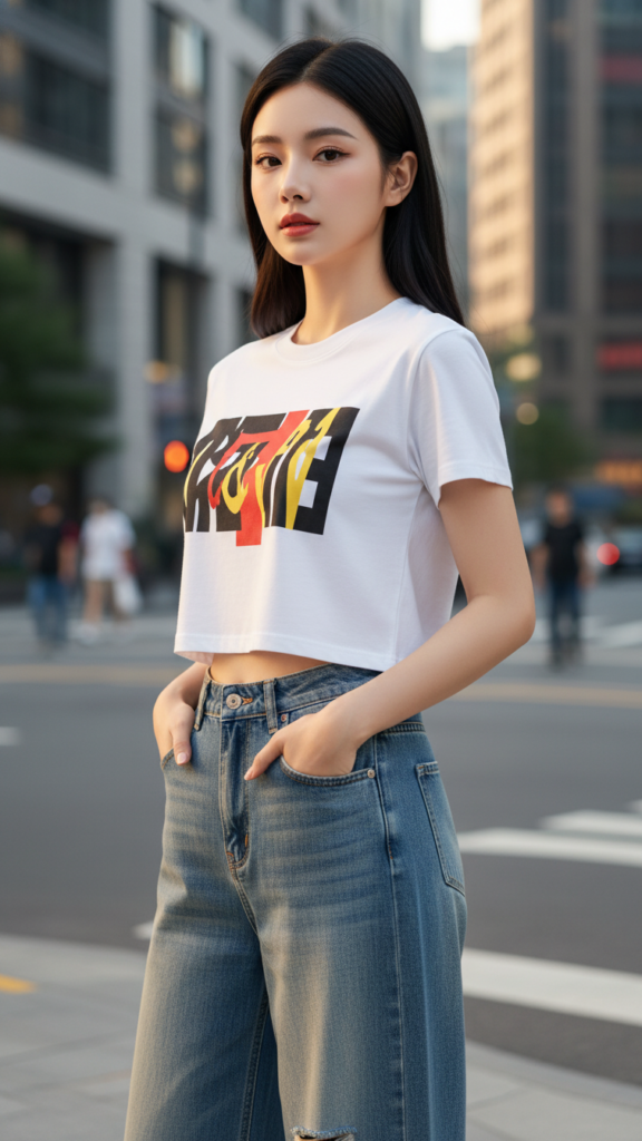 Chân dung cô gái trẻ tự tin với phong cách thời trang streetwear năng động
