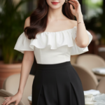 Chân dung trẻ trung của cô gái Á Đông tự tin tại quán cafe sang trọng