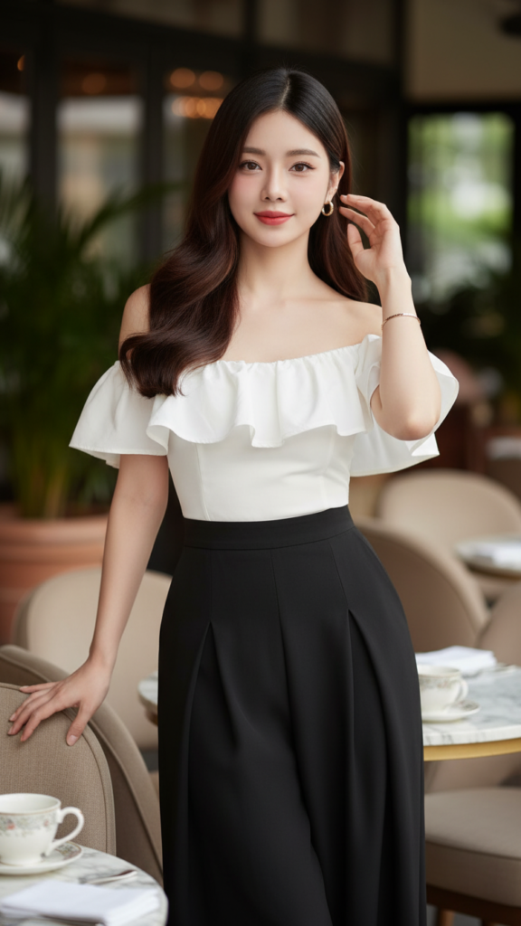 Chân dung trẻ trung của cô gái Á Đông tự tin tại quán cafe sang trọng